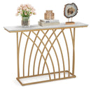 48 Inch Gold Console Table with White Faux Marble Tabletop-White by LJGDeals