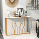 44 Inch Modern White Entryway Table with Faux Marble Tabletop-White by LJGDeals