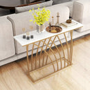 48 Inch Gold Console Table with White Faux Marble Tabletop-White by LJGDeals