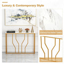 44 Inch Modern White Entryway Table with Faux Marble Tabletop-White by LJGDeals