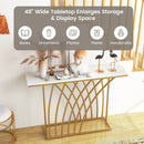 48 Inch Gold Console Table with White Faux Marble Tabletop-White by LJGDeals