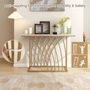 48 Inch Gold Console Table with White Faux Marble Tabletop-White by LJGDeals