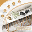 44 Inch Modern White Entryway Table with Faux Marble Tabletop-White by LJGDeals