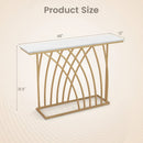 48 Inch Gold Console Table with White Faux Marble Tabletop-White by LJGDeals