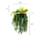 Artificial Hanging Plant Chandelier – Bright Tropical Foliage Circular Ring (15.75in) Gold Frame – UV Resistant by Designer Plants USA