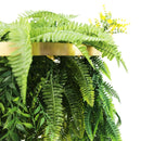 Artificial Hanging Plant Chandelier – Bright Tropical Foliage Circular Ring (15.75in) Gold Frame – UV Resistant by Designer Plants USA