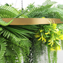 Artificial Hanging Plant Chandelier – Draping Fern Circular Ring (31.5in) Gold Frame – UV Resistant