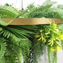 Artificial Hanging Plant Chandelier – Draping Fern Circular Ring (31.5in) Gold Frame – UV Resistant by Designer Plants USA