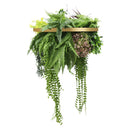 Artificial Hanging Plant Chandelier – Tropical Foliage Circular Ring (23.5in) Gold Frame – UV Resistant
