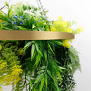 Artificial Hanging Plant Chandelier – Tropical Foliage Circular Ring (23.5in) Gold Frame – UV Resistant by Designer Plants USA