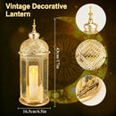 Moroccan Candle Lantern 17'' Gold Hexagonal Candle Holder