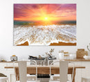 Golden Beach Sunrise Canvas Wall Art, 3-Panel Giclee Print