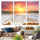 Golden Beach Sunrise Canvas Wall Art, 3-Panel Giclee Print