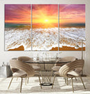 Golden Beach Sunrise Canvas Wall Art, 3-Panel Giclee Print