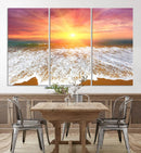 Golden Beach Sunrise Canvas Wall Art, 3-Panel Giclee Print