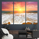 Golden Beach Sunrise Canvas Wall Art, 3-Panel Giclee Print