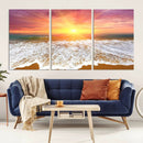 Golden Beach Sunrise Canvas Wall Art, 3-Panel Giclee Print