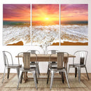 Golden Beach Sunrise Canvas Wall Art, 3-Panel Giclee Print