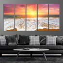 Golden Beach Sunrise Canvas Wall Art, 3-Panel Giclee Print