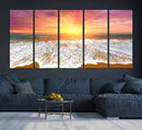 Golden Beach Sunrise Canvas Wall Art, 3-Panel Giclee Print