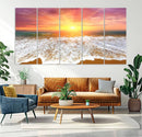 Golden Beach Sunrise Canvas Wall Art, 3-Panel Giclee Print