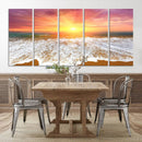Golden Beach Sunrise Canvas Wall Art, 3-Panel Giclee Print