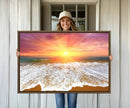 Golden Beach Sunrise Canvas Wall Art, 3-Panel Giclee Print