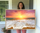 Golden Beach Sunrise Canvas Wall Art, 3-Panel Giclee Print