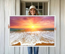 Golden Beach Sunrise Canvas Wall Art, 3-Panel Giclee Print