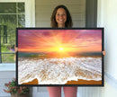Golden Beach Sunrise Canvas Wall Art, 3-Panel Giclee Print