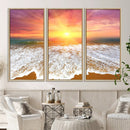 Golden Beach Sunrise Canvas Wall Art, 3-Panel Giclee Print