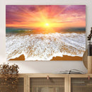 Golden Beach Sunrise Canvas Wall Art, 3-Panel Giclee Print