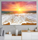 Golden Beach Sunrise Canvas Wall Art, 3-Panel Giclee Print