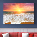 Golden Beach Sunrise Canvas Wall Art, 3-Panel Giclee Print