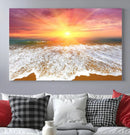 Golden Beach Sunrise Canvas Wall Art, 3-Panel Giclee Print