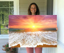 Golden Beach Sunrise Canvas Wall Art, 3-Panel Giclee Print