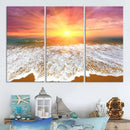 Golden Beach Sunrise Canvas Wall Art, 3-Panel Giclee Print