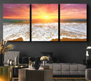 Golden Beach Sunrise Canvas Wall Art, 3-Panel Giclee Print
