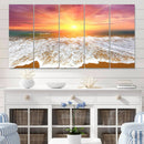 Golden Beach Sunrise Canvas Wall Art, 3-Panel Giclee Print