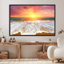Golden Beach Sunrise Canvas Wall Art, 3-Panel Giclee Print