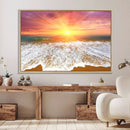 Golden Beach Sunrise Canvas Wall Art, 3-Panel Giclee Print