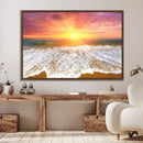 Golden Beach Sunrise Canvas Wall Art, 3-Panel Giclee Print