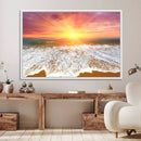 Golden Beach Sunrise Canvas Wall Art, 3-Panel Giclee Print