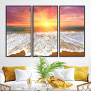 Golden Beach Sunrise Canvas Wall Art, 3-Panel Giclee Print