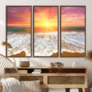 Golden Beach Sunrise Canvas Wall Art, 3-Panel Giclee Print