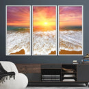 Golden Beach Sunrise Canvas Wall Art, 3-Panel Giclee Print