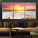 Golden Beach Sunrise Canvas Wall Art, 3-Panel Giclee Print