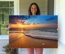 Golden Sunset Beach Waves Canvas Print, Triptych Canvas Wall by MyGreatCanvas | Canvas Wall Art Prints | Photo Prints & Wall Decor