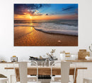 Golden Sunset Beach Waves Canvas Print, Triptych Canvas Wall by MyGreatCanvas | Canvas Wall Art Prints | Photo Prints & Wall Decor