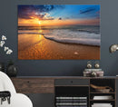Golden Sunset Beach Waves Canvas Print, Triptych Canvas Wall by MyGreatCanvas | Canvas Wall Art Prints | Photo Prints & Wall Decor